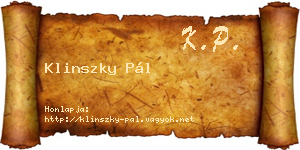 Klinszky Pál névjegykártya